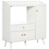 HOMCOM Credenza da cucina per microonde Mobile da cucina basso con 3 ante Cassetto e scomparti 90x30x94 cm Bianco