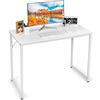 GIANTEX Scrivania, piccola scrivania per computer portatile, scrivania da ufficio, tavolo da lavoro, 100 x 50 x 75 cm, in legno e metallo, per studio, ufficio, casa, ufficio (bianco)