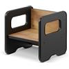 defiPad Sgabello per bambini | sgabello elegante double face | Poltrona per bambini da 1 anno | Sedia per bambini in legno | Sedia trasformabile in tavolo | (Nero + Rovere)
