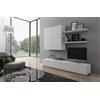 Arreditaly Parete Attrezzata Mobile Soggiorno Moderno Con Base TV 2 Ante Pensile 4 Ante e 2 Mensole Design Contemporaneo in Melaminico Facile da Pulire 200 x 194 x 40 cm Bianco