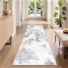 SHACOS Tappeto Corridoio Moderno 80x200cm, Pelo Corto Tappeto Runner Ingresso Antiscivolo Lavabile Tappeto Passatoia Astratto Tappeto Lungo per Ingresso Cucina Lavanderie, Grigio Chiaro