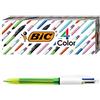 BIC 4-Color Fluo - Penna a sfera, punta media/grassa (1,0/1,6 mm), colori assortiti, confezione da 3 pezzi
