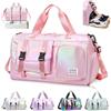Hoseay Borsone Palestra Donna Grande Borsone da Viaggio con Tracolla Borsa Piscina Impermeabile Borsa Sportiva con Scomparto Scarpe Borse Danza Leggero per Gym Piscina Nuoto Ginnastica Ritmica, Rosa
