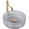 Rea Lavabo da appoggio Cristal Light Grey Lavandino Bagno 355 x 355 x 115 mm in Vetro (trasparente)