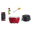 LotusGrill XL Starter 1x ROSSO FUOCO 1x CARBONE legno di Faggio 1KG, 1x PASTA MASTERIZZAZIONE 200ml, 1x Pennello da barbecue mandarino, 1x Borsa trasporto - DEGLI raucharme a carbone/GRIGLIA TAVOLO