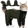 Hjyokuso Tuta Post Operatoria Gatto Zampe Posteriori, Maglioncino Gatto Invernale - Calore Dopo Rasatura O Intervento, Anti Leccamento - Verde 2XL