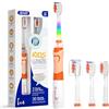 Seago Spazzolino Elettrico Bambini 3-12 Anni Spazzolino Bambini Spazzolini Elettrici Con 4 Testine Spazzolino Elettrico Luce LED Colorata e Osservante 4 Modalità Timer Intelligente SG-977, Arancione