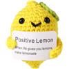TOYMIS Divertente Limone Positivo, 7,8cm Emotivo Bambola di Limone Uncinetto con Scheda Supporto Mini Giocattolo Limone Lavorato a Mano Incoraggiamento Regalo Incoraggiamento per Amici Compleanno