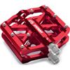 LYCAON Pedali per Bicicletta, Pedale per Bici Antiscivolo in Lega di alluminio CNC, CR-MO & Cuscinetti Pedali per BMX MTB Road Strada Mountain 9/16 Pollici (Rosso)