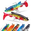 VolksRose Kit da 5 Esche da Pesca 3D Realistiche - Potente Cattura Persico/Calamaro/Pesce Serpente con Testa Laser (7.5cm/13.5g), Attrezzatura per Pesca in Mare e Acqua Dolce