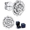 Momentwish Orecchini Rosa, 1 Carato Moissanite Diamante Orecchini Argento 925 Fiori Orecchini Amore Regalo per Donna