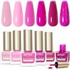 SUPWEE Set di smalti 6 colori a base di olio Rosa nudo, rosso Lucidante asciugatura rapida, non necessita di lampada UV Gel nail art fai da te