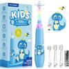 ReDISEN Spazzolino da denti elettrico per bambini con testa a 360°, LED colorato, timer 2 min con promemoria 30s, batteria AAA inclusa, manico ergonomico per bambini 1-5+ anni, 1-3 anni, 2-5 anni