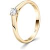 EDELIND Anello solitario diamante 0.20 ct Oro Giallo 18K 750 Anello Donna con Diamante taglio Brillante Anello di Fidanzamento Ø 50 mm con scatola regalo