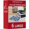 MEIQIHOME Set da 6 Sacchetti Sottovuoto Large per Vestiti, Sacchetti Riutilizzabili Salvaspazio per Viaggio e Casa