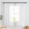 PONY DANCE Tende Corte Bianche per Finestre Piccole Cucina 2 Pezzi 140x145 cm Tende Trasparenti con Fettuccia Metodi di Sospensione Multipli Decora Voile Curtains Camera da Lettoi