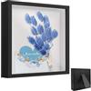 VIQIHEOE Cornice Portafoto 3D, Cornice da Ombra Floreale 25 x 25 cm, con Lastra Acrilica Trasparente, Frame D'arte 3D Profonda di 3 cm, per Tavoli e Pareti, Fiori, Regali, Decorazioni, Nero