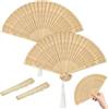 Ourdort Ventaglio Legno, 2PCS Ventaglio Bamboo, Ventagli Pieghevoli, Donna, a Mano Pieghevole, Matrimonio, Ventagli a Mano, per Ballo, Regali di Nozze, Feste