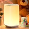 Auxmir Lampada da Comodino Touch, 4000mAh Luce Notturna Bambini con 256 Colori RGB Regolabili e 4 Modalità, Abat Jour da Comodino Ricaricabile per Crea Atmosfera, Camera da Letto, Soggiorno, Campeggio