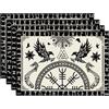 Artoid Mode Set di 4 Tovagliette con Motivo di Albero della Vita Vichingo, Corvo, Elmo dell'Onore, Bianco, 30x45cm, Tovagliette per Vacanze, Cucina, Feste, Decorazioni