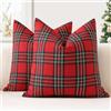 JOTOM Set di 2 Tartan Scozzese Federe per Cuscini 40x40cm Copricuscini Di Natale Agriturismo Plaid Decorativo Cuscini Divano Arredamento per la Casa per Divano Soggiorno Letto (Rosso Verde)