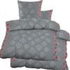 KH-Haushaltshandel Set di 4 pezzi di biancheria da letto invernale di flanella 2 x (135 x 200 + 80 x 80 cm), grigio scuro con cuori, 100% cotone, (40089)
