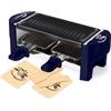 LITTLE BALANCE 8616 Raschietto 2 Meuuh…!, Dispositivo per raclette 1/2 persone, Grill rimovibile, 2 spatole + 2 tavolette, senza PFAS, antiaderente, 320 W, blu notte