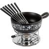 KUHN RIKON Set per fonduta di formaggio Suisse nero, Ø 23 cm, 2,6 litri, ideale per 4-6 persone per amici e familiari, il set contiene 6 forchette, un chicco e un bruciatore per pasta