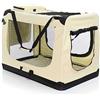 Fudajo Trasportino pieghevole beige per animali domestici Taglia XXL (90x60x64cm) maniglia copertina