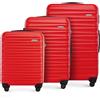 WITTCHEN valigia da viaggio set di 3 trolley bagaglio a mano valigia a rotelle ABS 4 ruote spinner chiusura a combinazione maniglia telescopica Groove Line rosso Ryanair/ITA Airways/easyJet