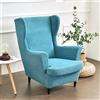 WJHDWYD 2-Pezzi Copripoltrona con Orecchie Elasticizzato, Tinta unita jacquard Addensare Strandmon Copridivano da 1 Posto con Fodera per Cuscino, Lavabile, per Soggiorno Camera(Teal)