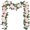 SHACOS 3 Pezzi da Ghirlanda di Peonie Fiori Artificiali, 200cm Fiori Finta Rampicante Viti Appese Fiori di Seta Ghirlanda di Fiori Finti per Decorazioni da Nozze Giardino Casa Muri, Rosa Chiaro