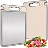 AKONE Tagliere in acciaio inox double face in acciaio inox con pietra per affilare taglieri da cucina con manico antiscivolo lavabile in lavastoviglie