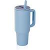 Y·J&H - Tazza da viaggio a doppia parete con isolamento sottovuoto, in acciaio inossidabile, con manico e cannuccia, senza BPA, colore: azzurro cielo