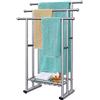 Kayfia Portasciugamani autoportante alto 101,6 cm, per bagno, 3 ripiani, con cesto portaoggetti, scaletta e espositore per grandi bagni e asciugamani all'aperto a bordo piscina (argento)