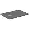Ideal Standard - Ultra Flat S+, Piatto doccia rettangolare ultrasottile in resina effetto pietra, 100x70cm, Ideal Solid, Scarico lato corto, Grigio cemento
