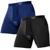 Ouruikia Pacco da 2/4 Boxer Uomo Mutande Modal Elasticizzato Intimo Lunga Underpants con Tasca Separata S-2XL, Nero+Bleu, M