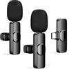 HZBWCO Microfono Lavalier Wireless USB-C, 2.4GHz Plug and Play Microphone, Mini Clip-On Mic Tipo-C per TikTok, YouTube, Podcast, Facebook, Vlogging, Registrazione Video- 2 Mic