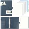 SKYDUE Raccoglitore A5 a 6 anelli - 135 fogli di carta ricaricabile, quaderno A5 con tasche e segnalibri per appunti scolastici e agende di viaggio (blu)