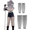 Wisebom Zanzariera Testa in Rete, 5Pcs Cappello Traspirante Mesh Maniche Anti-Zanzare per Braccia e Gambe, Borsa per Outdoor Pesca (Grigio)