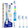 Seago Spazzolino Elettrico Bambini 3-12 Anni Spazzolino Bambini Spazzolini Elettrici Con 4 Testine Spazzolino Elettrico Luce LED Colorata e Osservante 4 Modalità Timer Intelligente SG-977, Azzurro
