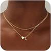 TINGN Collana in oro con lettere da donna - oro 18 carati placcato oro con lettere A-Z ciondolo a forma di cuore, con lettere personalizzate, collana multifila, regalo di compleanno per donne e