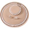 YONGMAN Il set di collana con perle d'acqua dolce coltivate include uno splendido set di gioielli con bracciale e orecchini a perno per donne, collana: 50,8 cm, braccialetto: 20,3 cm, argento