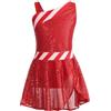 YiZYiF Costume Babbo Natale Bambina Vestito da Danza Paillettes Lucido Senza Maniche Body Pattinaggio Artistico Leotards da Ballo Rosso 9-10 anni