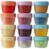 ZGGZHeim Set di 12 Vaschette Plastica per Alimenti 80ml,Contenitori Ermetici per Congelatore e Microonde, Vasetti Plastica con Coperchio per Alimenti, Svezzamento, Salse, Condimenti,Lavabili e Riutilizzabili