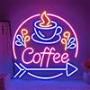 YuoGdhSIa Targa per decorazione da parete, alimentazione USB, dimmerabile, LED per caffè, al neon, per sfondi, decorazione da parete, regalo per caffè/stazione/bar party (13,8 x 14)