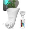 BrightArk Plugin GU10 Lampada a Parete con Faretto Uplighter - 360° Rotabile, 13 Colori, Luce Dimmabile con Funzioni Timer e Memoria, Spot Luminosi, Presa di Corrente, Lampadina LED Inclusa