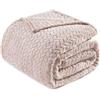 Exclusivo Mezcla Coperta Plaid Pile di Flanella per Divano, 220x240 CM Coperta Letto Matrimoniale con Modello a Foglie, Morbida e Calda, Cammello