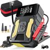 Piwaal Avviatore di emergenza portatile per auto, con compressore d'aria da 6000 A, caricabatterie, avviatore di emergenza, con torcia LED e display a LED (giallo)