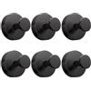 Siblaies 6 ganci a ventosa, gancio a ventosa, rimovibile senza foratura, gancio per asciugamani, gancio da parete in acciaio inox, per cucina, bagno, finestra liscia, vetro (nero)